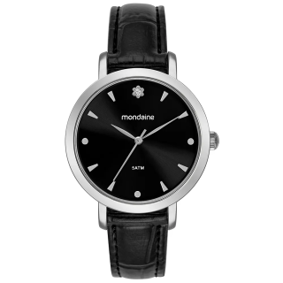 Relógio Mondaine  Feminino Cristal Solitário Prata
