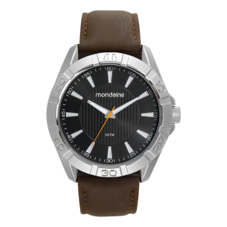Relógio Mondaine Masculino Casual Prata Pulseira Marrom