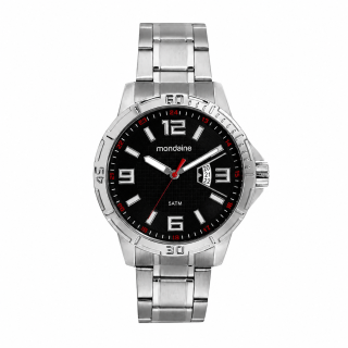 Relógio Mondaine Masculino Prata Com Calendário Visor Preto
