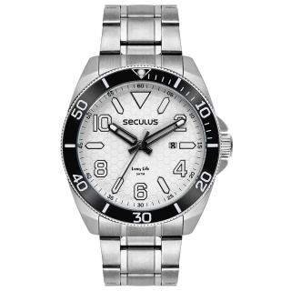 Relógio Seculus Masculino Casual Com Calendário Prata