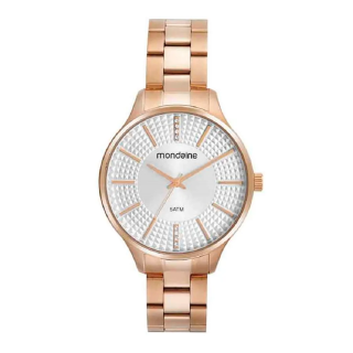 Kit Relógio Mondaine Feminino Cristais Com Colar Coração Rosé