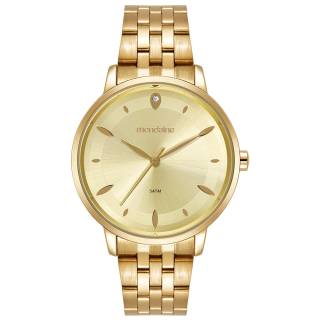 Kit Relógio Mondaine Feminino Analógico Dourado com Colar e Brincos