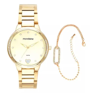 Kit Relógio Mondaine  Feminino Dourado com Pulseira